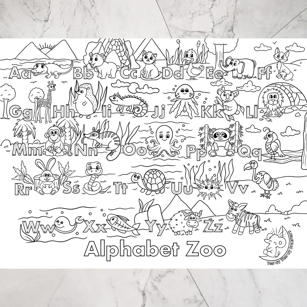Reusable Colouring Placemat - Alphabet Zoo