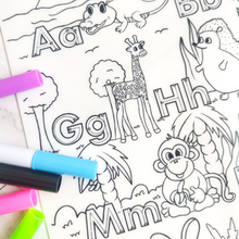 Load image into Gallery viewer, Reusable Colouring Placemat - Alphabet Zoo

